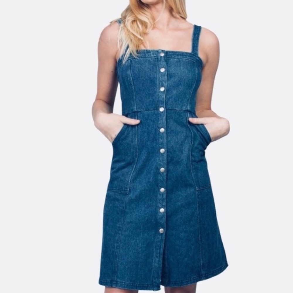 Blue Denim Button-Front Sundress